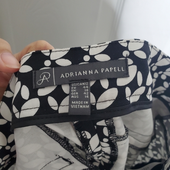 Adriana Papell Kate Black & White Floral Trouser Pants - Picture 8 of 9
